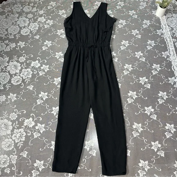 Iris & Ink Black Ruffle Jumpsuit - Picture 1 of 16